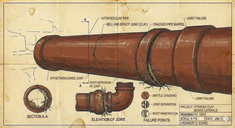Vitrified clay sewer laterals